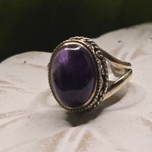 Amethyst Dome Sterling Ring